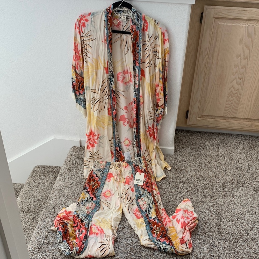 Billabong matching kimono and tulip pant set